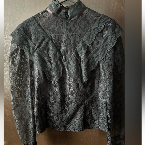 Gunne Sax Black Lace Top Size 7  or S - Picture 9 of 15